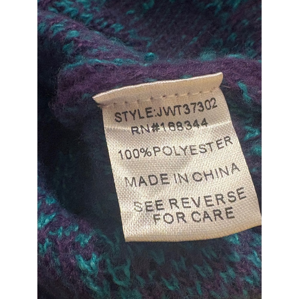 J.NNA Purple Teal Checkerboard V-Neck Oversized Knit Sweater NEW - Picture 6 of 6